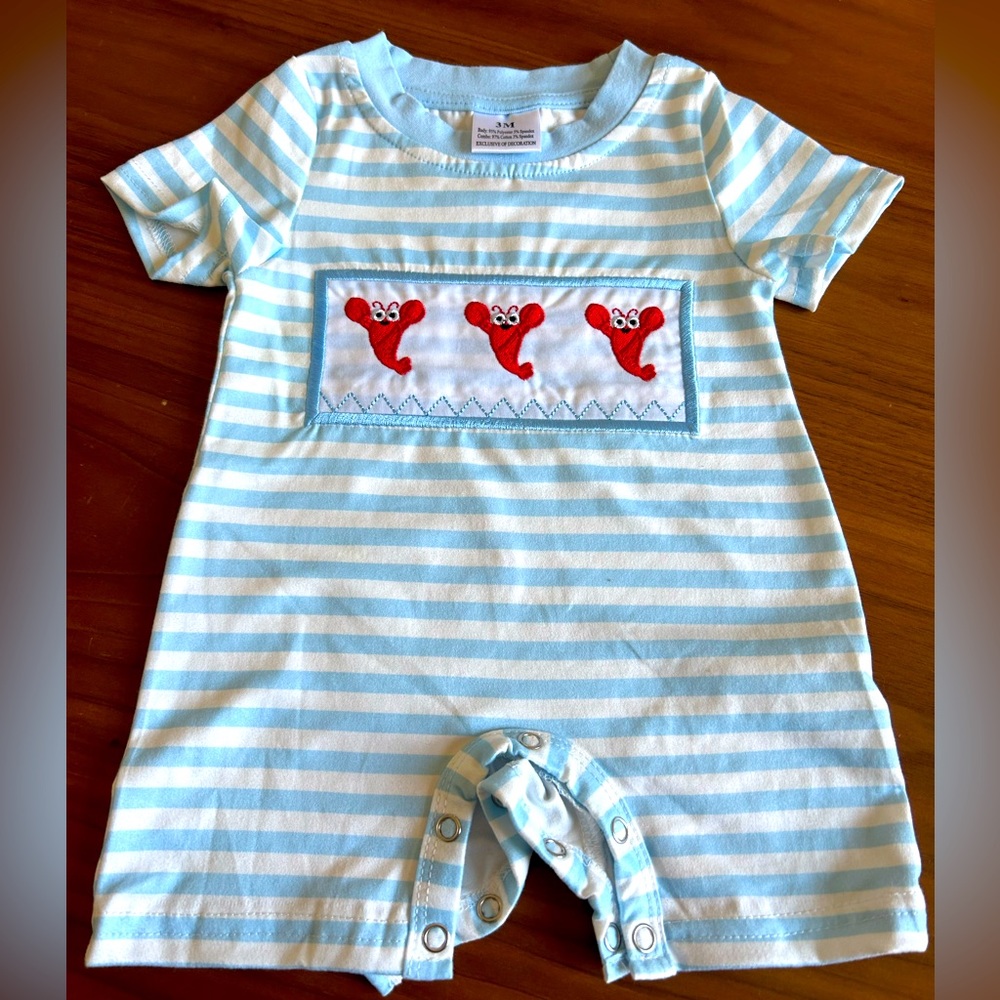 3M Lobster Romper, boutique brand unknown